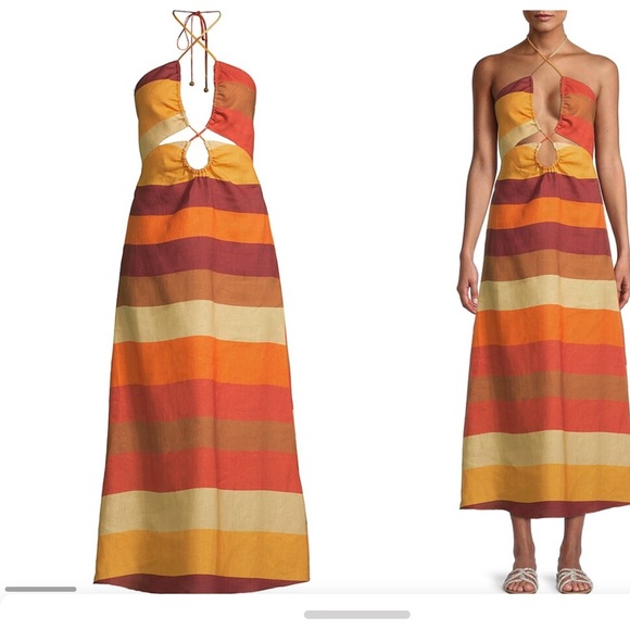 CALA DE LA CRUZ***Striped Halter Maxi Dress***Small $485 - Picture 2 of 5